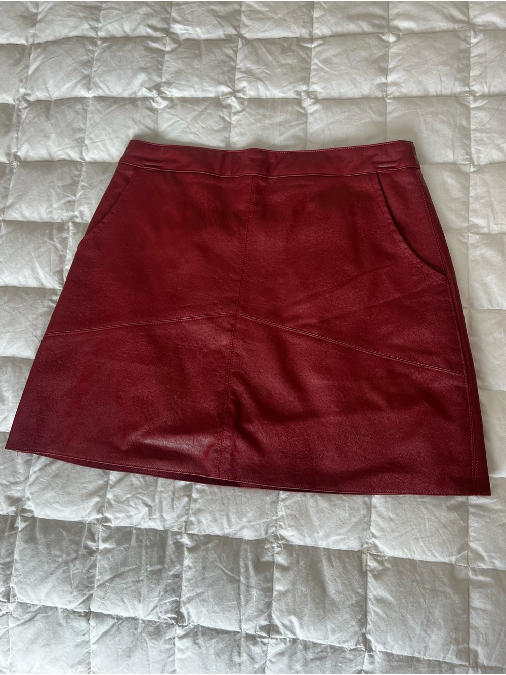 Lulu's Deep Red Leather Mini Skirt